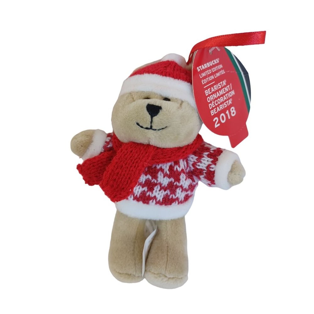 NWT New 4" Starbucks Coffee Bearista Plush Girl Bear Red Ski Pants Ltd Ed